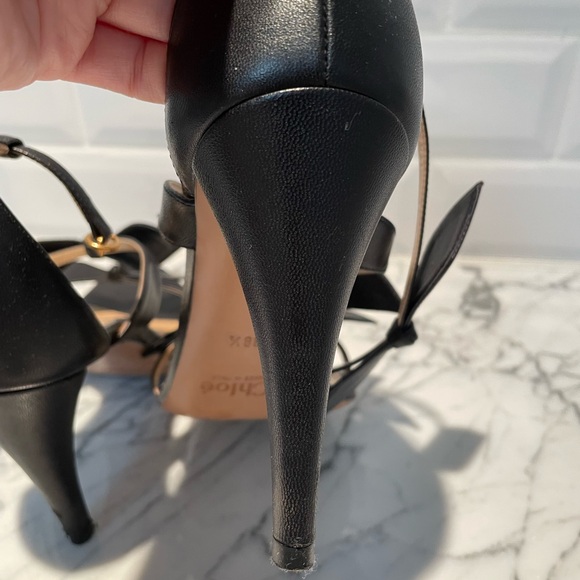Chloe Mike Leather Bow Heels - 38.5 - Picture 5 of 9